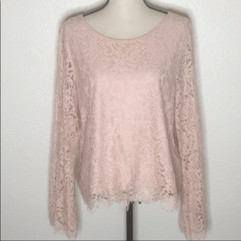 Zac & Rachel Pink Large Lace Top Bell Sleeves
